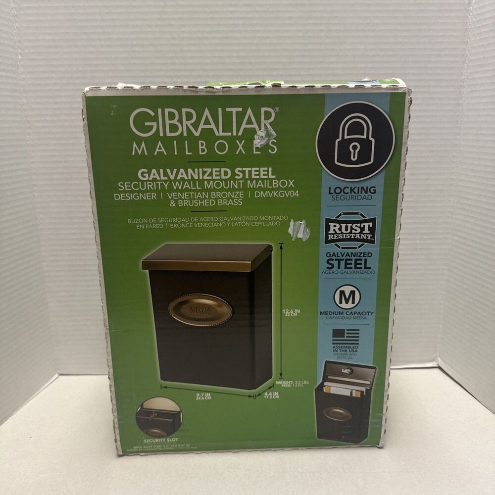 Gibraltar Locking Mailbox Venetian Bronze And Satin Nickel Color New Open Box